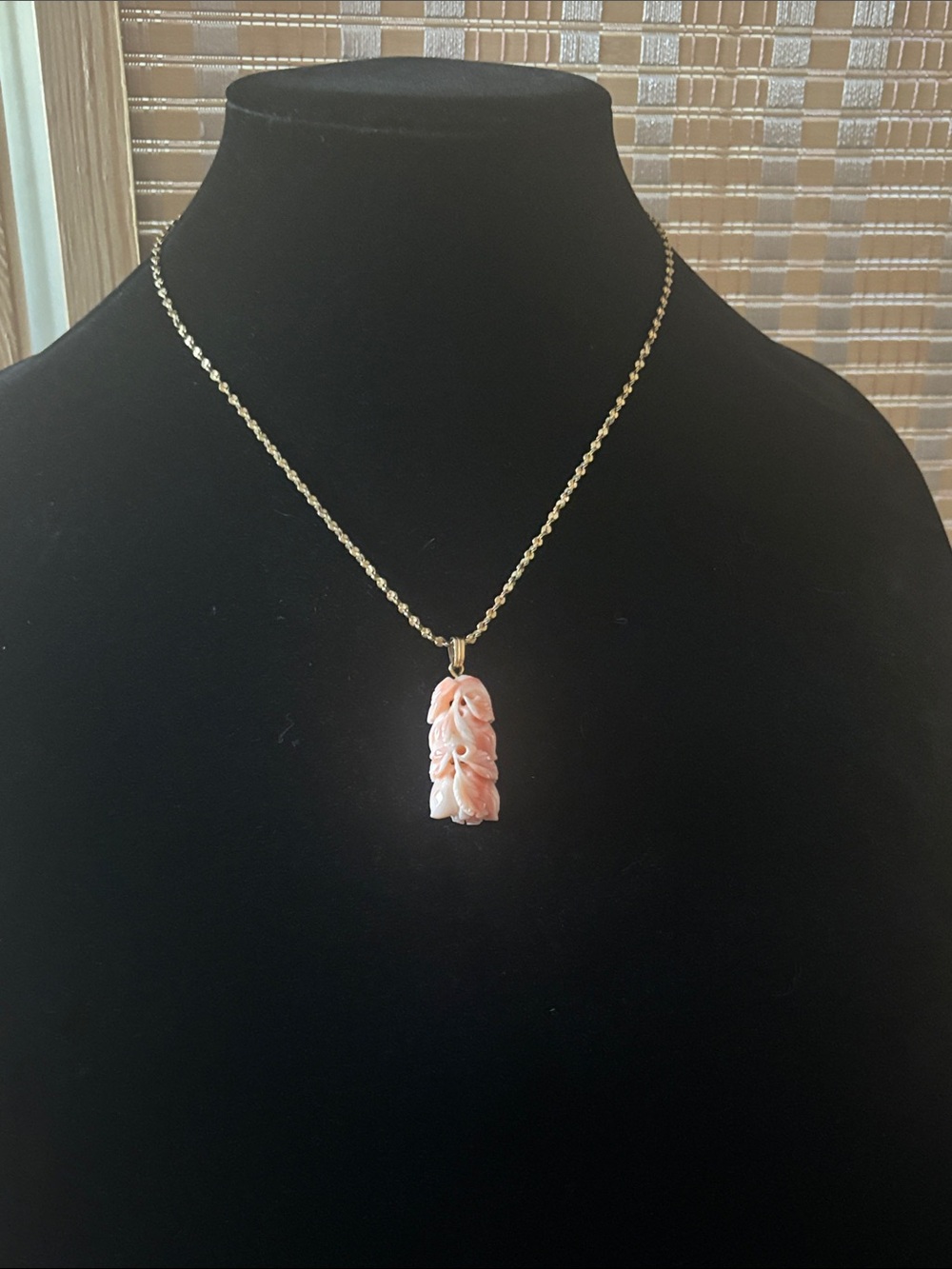 Angel Skin Carved Pink Coral Pendant - Women Jewelry